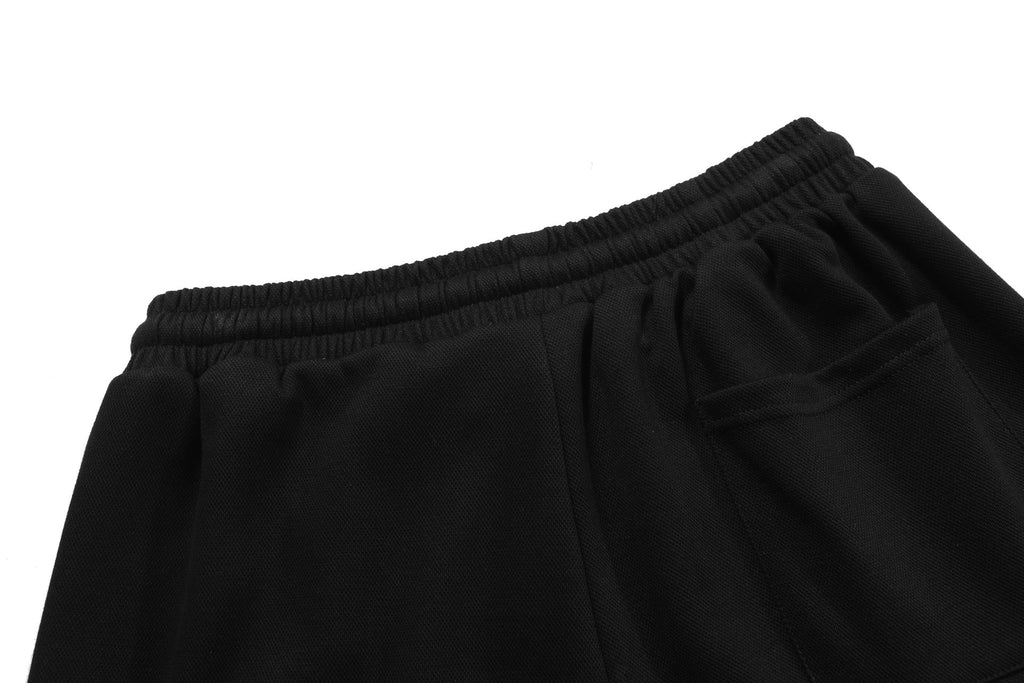 Pique Double Fabric Letter Embroidery Drawstring Casual Shorts