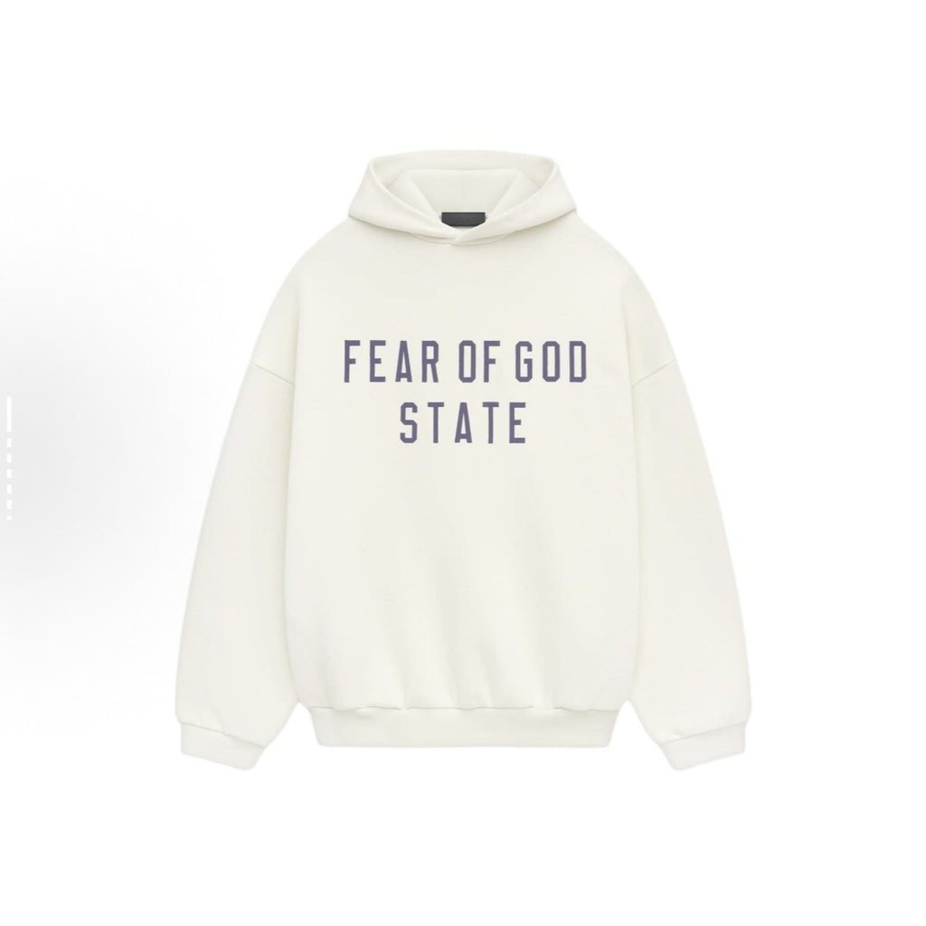 Fleece Lined Arch Letter Streetwear Print Pullover Hoodie