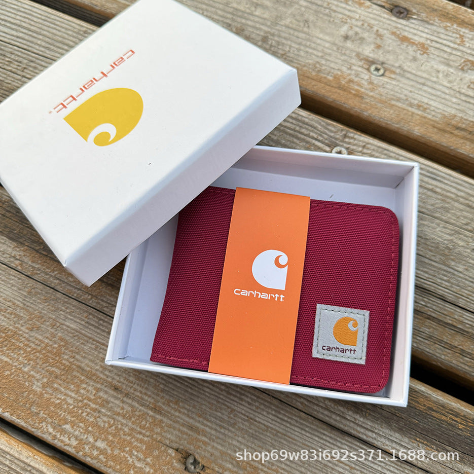 Carhartt Patch Logo Bifold Wallet Canvas Corduroy Paisley Card Holder