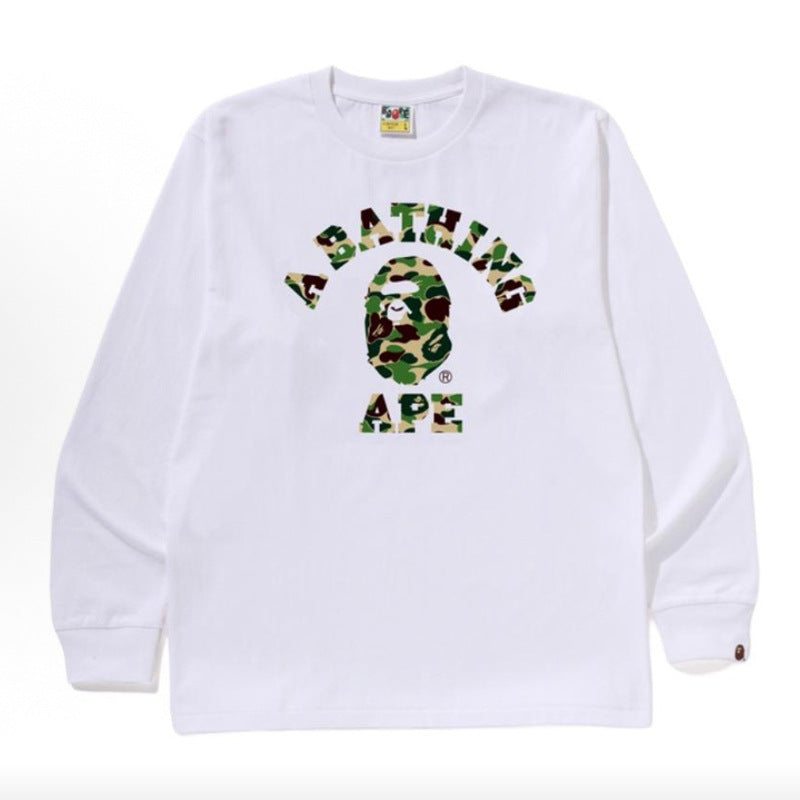 Bape Multi‑Ape‑Head Graphic Oversized Long Sleeve Tee Streetwear