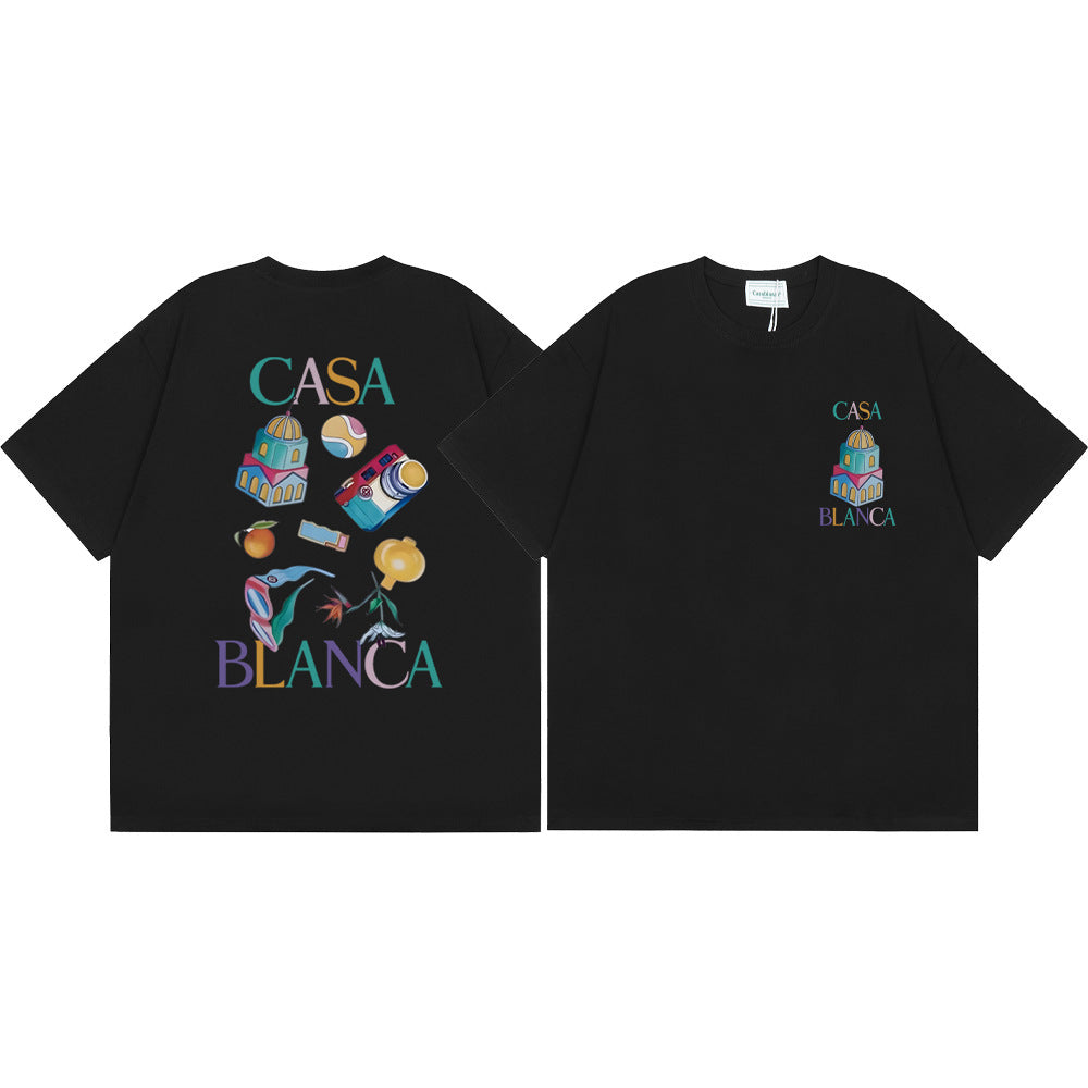 Casablanca Multi‑Print Tennis Floral Graphic Oversized Tee Streetwear