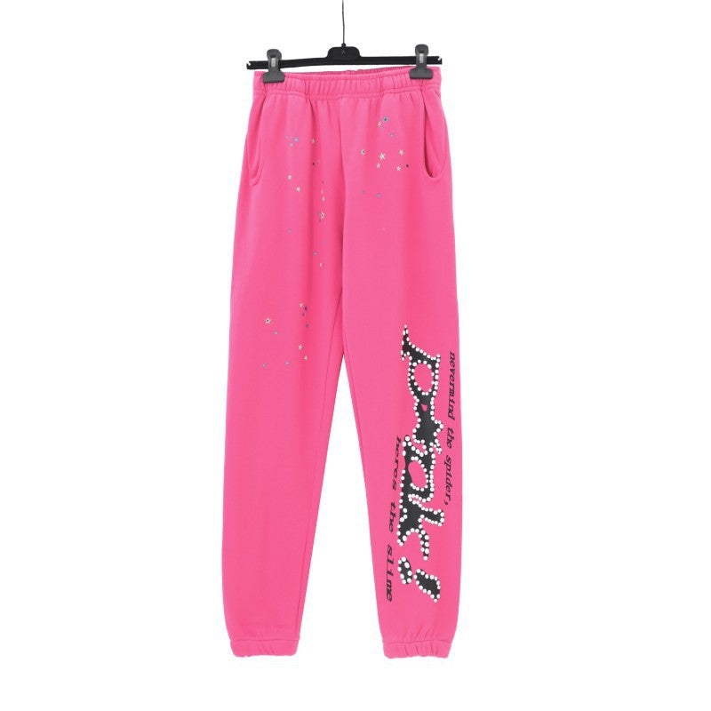 Sp5der Foam Print Spider Web Hoodie Sweatshirt Jogger Pants Set