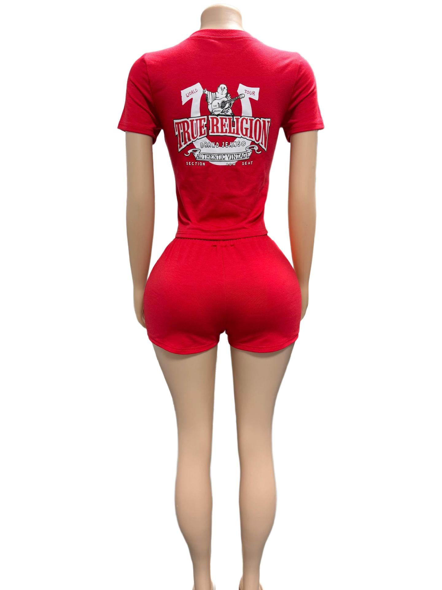 True Religion Horseshoe Graphic Print Tee Shorts 2 Piece Set