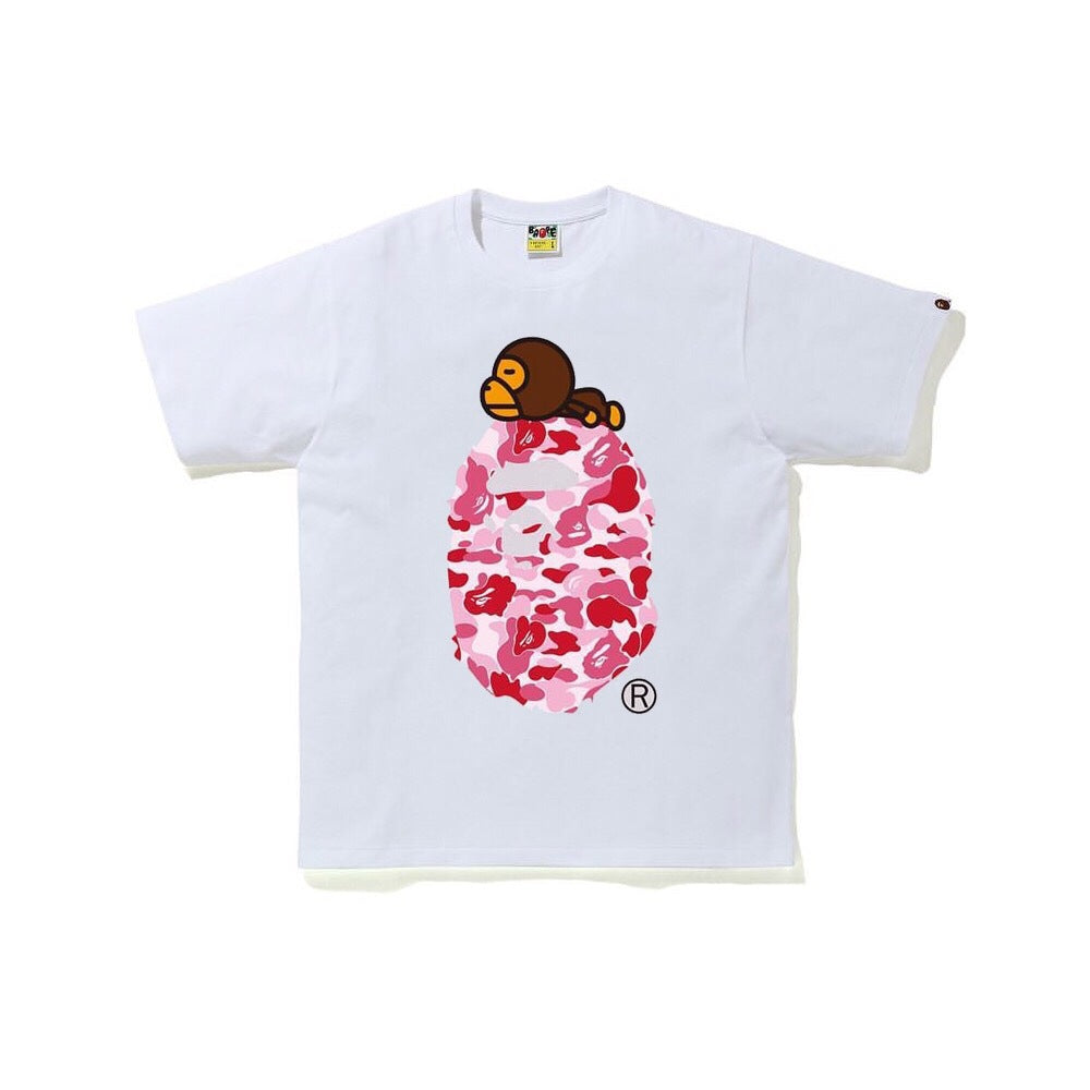 BAPE Classic Camo Ape Head Letter Print Loose Unisex Casual T-Shirt
