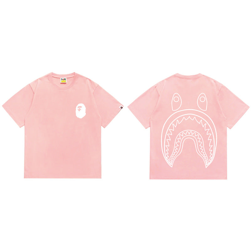 BAPE Ape Head Shark Print Loose Casual Unisex T-Shirt