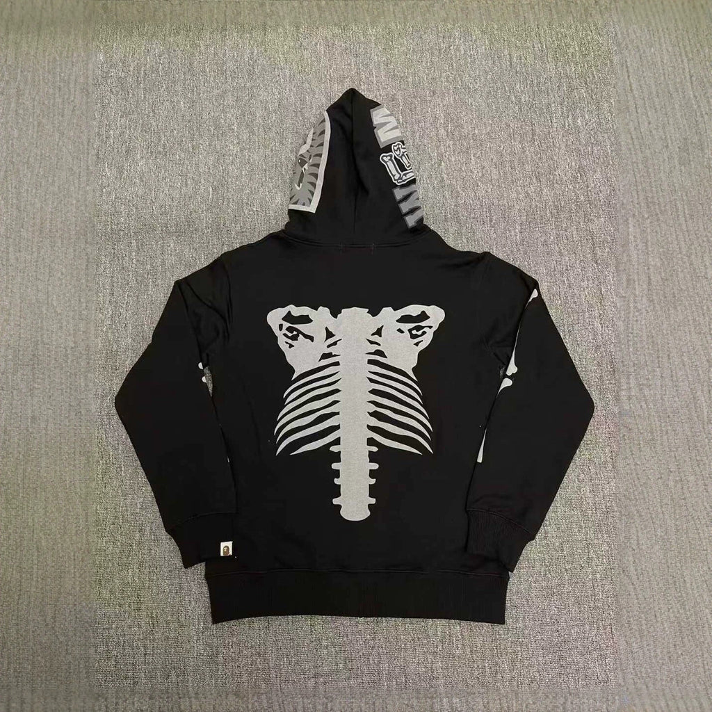 BAPE Skeleton Shark Heavy Washed Full Zip Hoodie