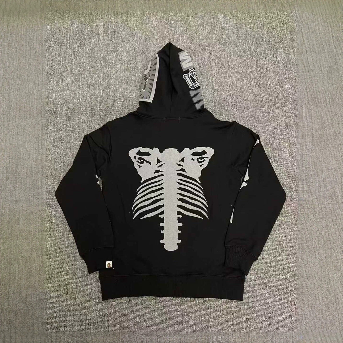 BAPE Skeleton Shark Heavy Washed Full Zip Hoodie