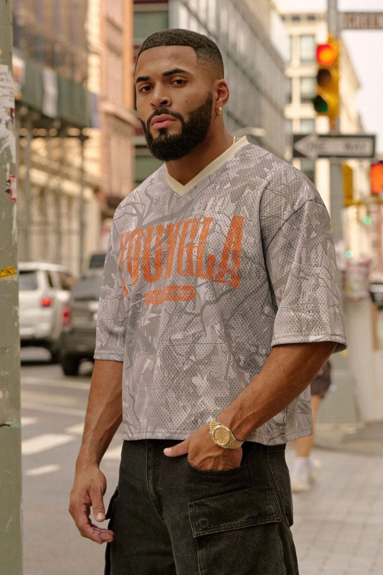 YOUNGLA 4187 Varsity Football Cropped Jersey