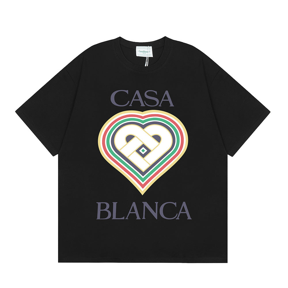 Casablanca Vintage Logo Print Loose Short Sleeve T Shirt Unisex Y2K