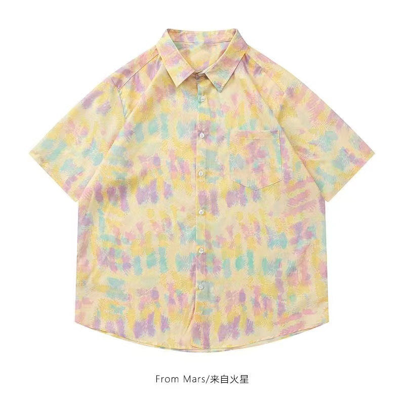 Mens Tropical Hawaiian Floral Loose Short Sleeve Summer Shirt 8002-8034