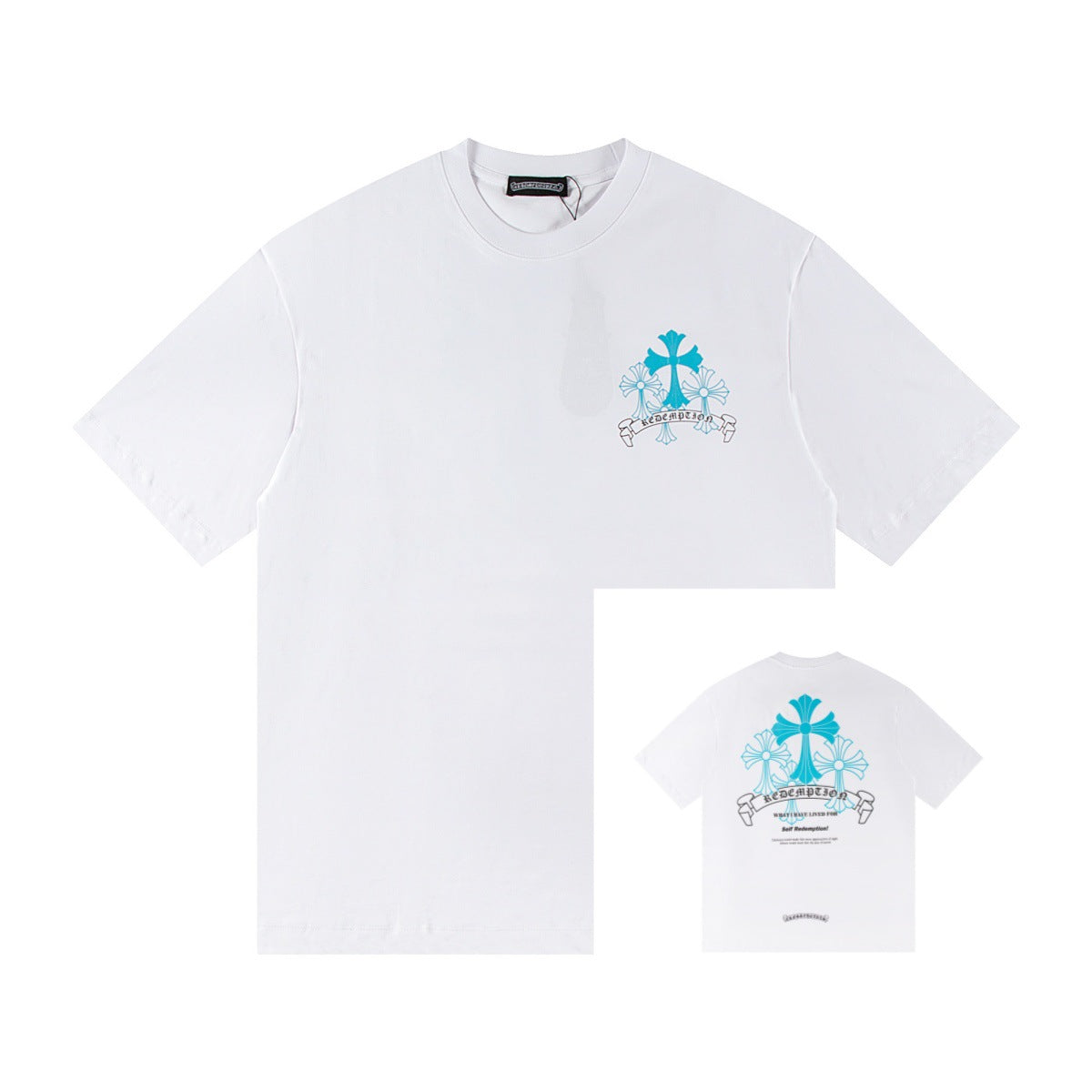 Chrome Hearts Color Sanskrit Cross Horseshoe Print Short Tee Unisex