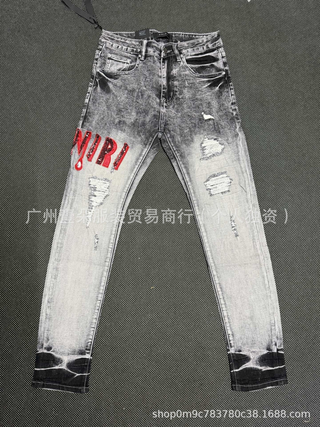 Amiri Patch Distressed Paint‑Splash Slim Fit Denim Jeans Unisex