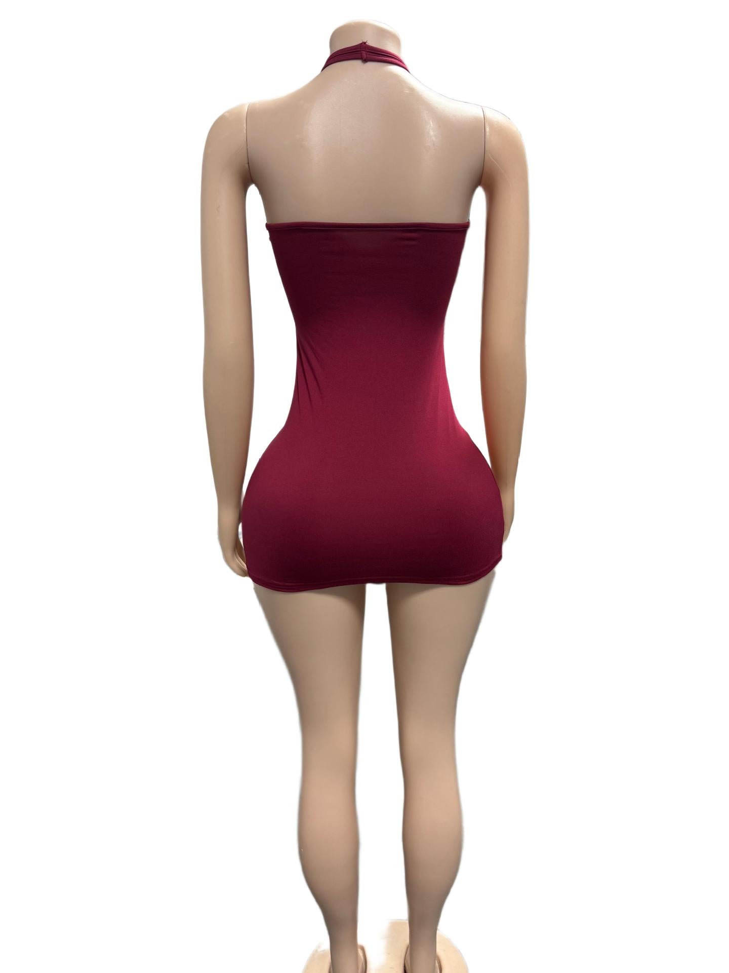 Lace Cutout Halter Bodycon Mini Dress Women Club Outfit