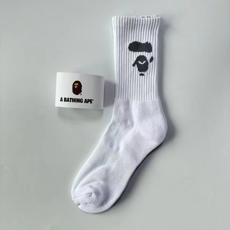 BAPE Ape Head Ribbed Crew Socks Multi Graphic Prints