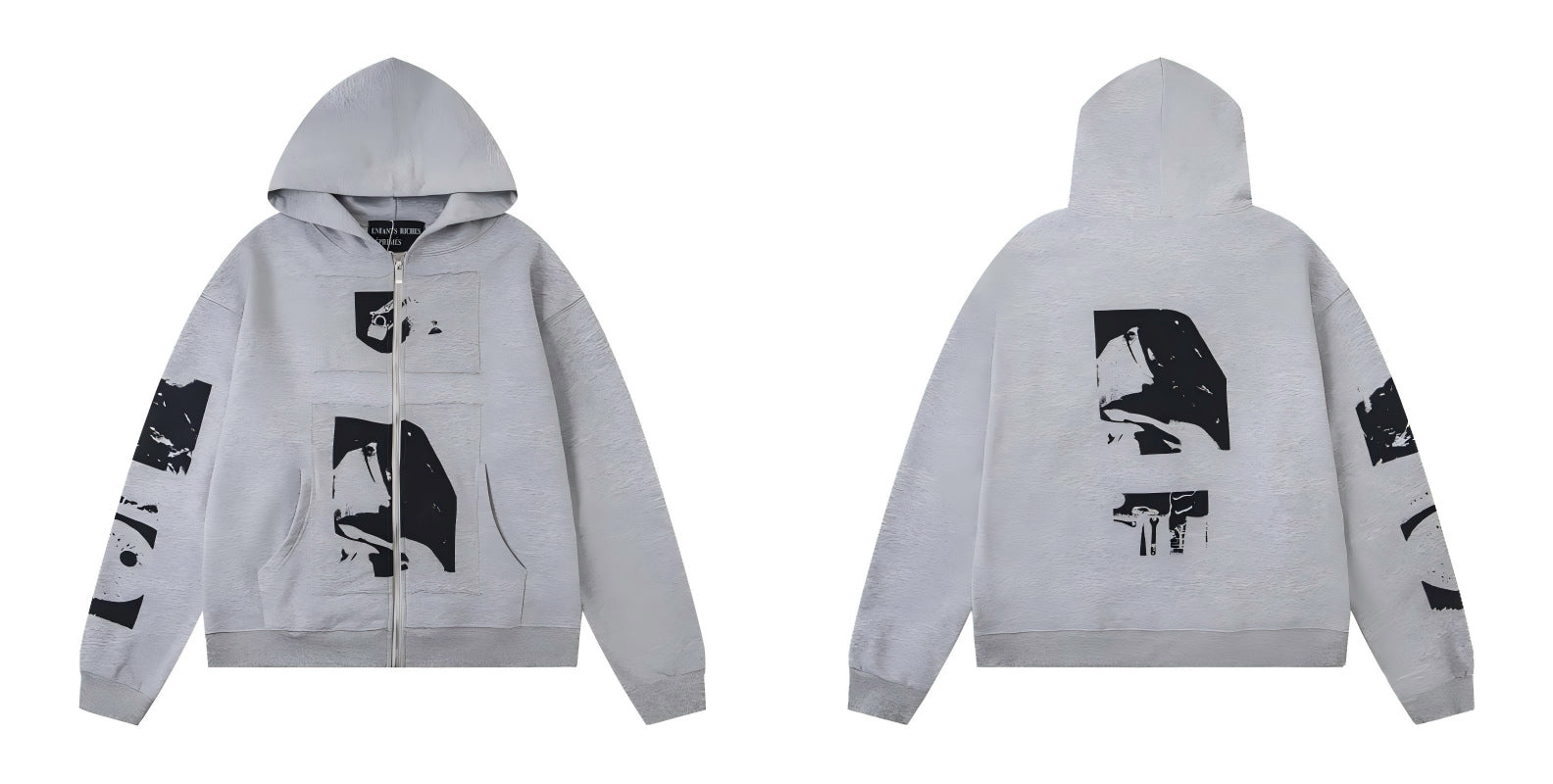 ERD Distressed Washed Vintage Full Zip Hoodie Jacket Unisex