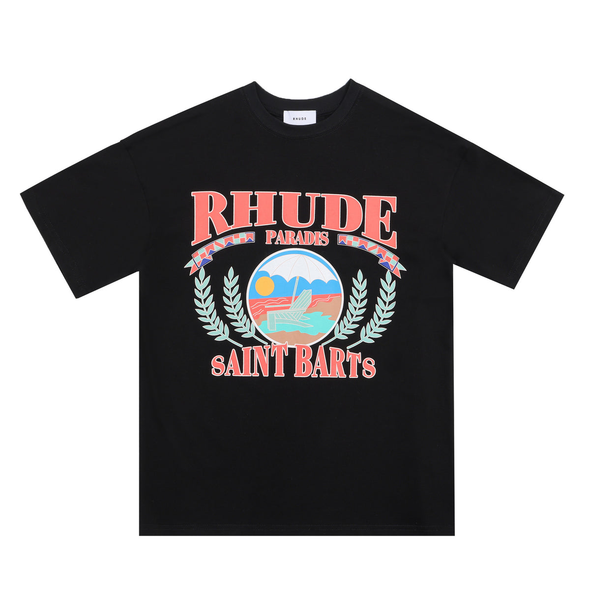 Rhude Graphic Tees Vintage High Street Loose Couple Crew Neck T-Shirt