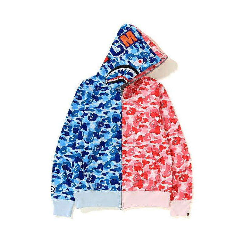 BAPE Shark Camo Print Full Zip Streetwear Hoodie Unisex