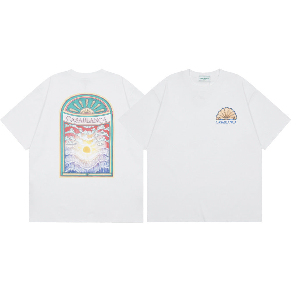 Casablanca Vintage Logo Print Loose Short Sleeve T Shirt Unisex Y2K