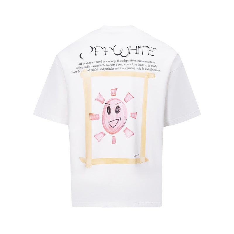 Tape Arrow Graphic Print Streetwear Crew Neck Short Sleeve T Shirt