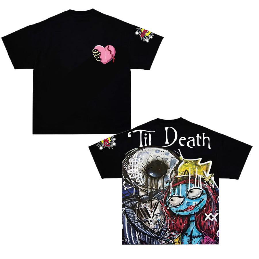 Y2K Punk Gothic Streetwear Grafik Unisex Oversized Baumwoll T-Shirt