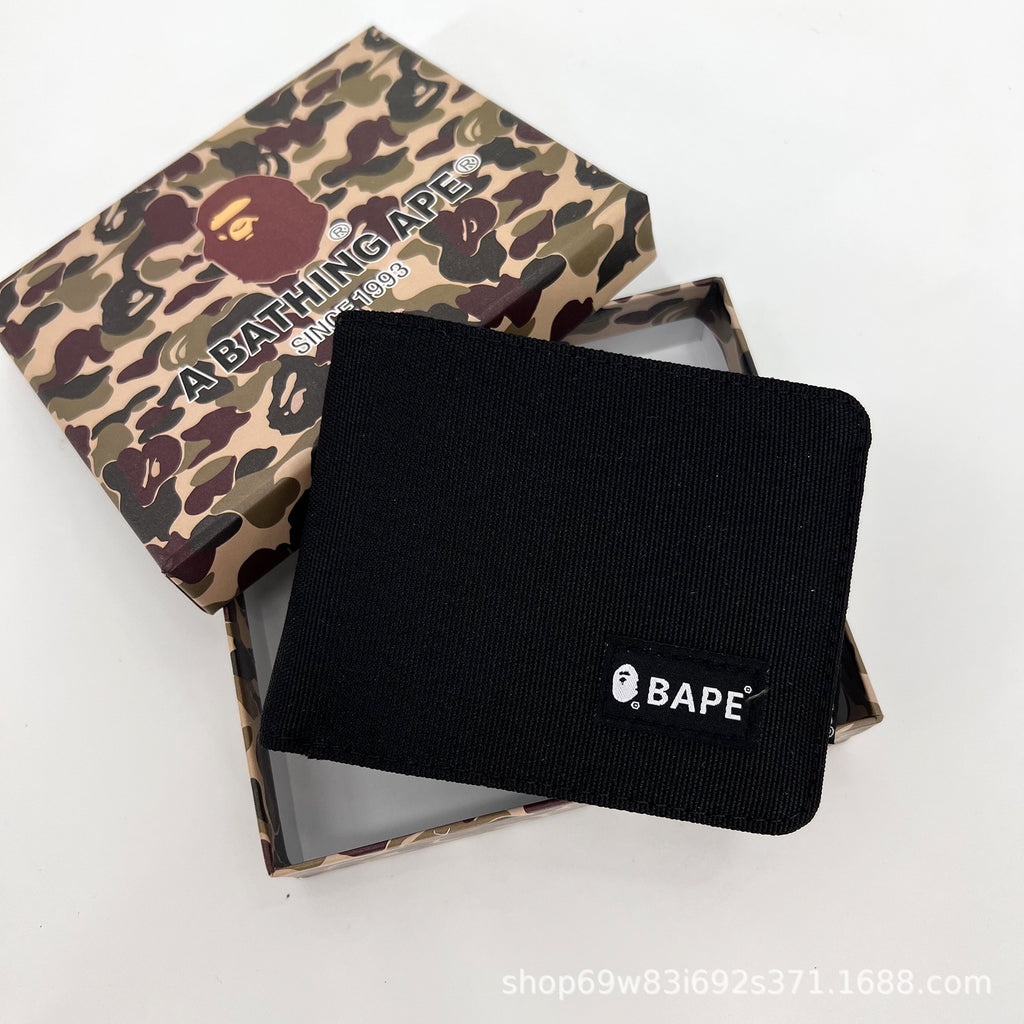 BAPE Camo Ape Head Bifold Wallet Mini Multi Color Canvas Card Holder
