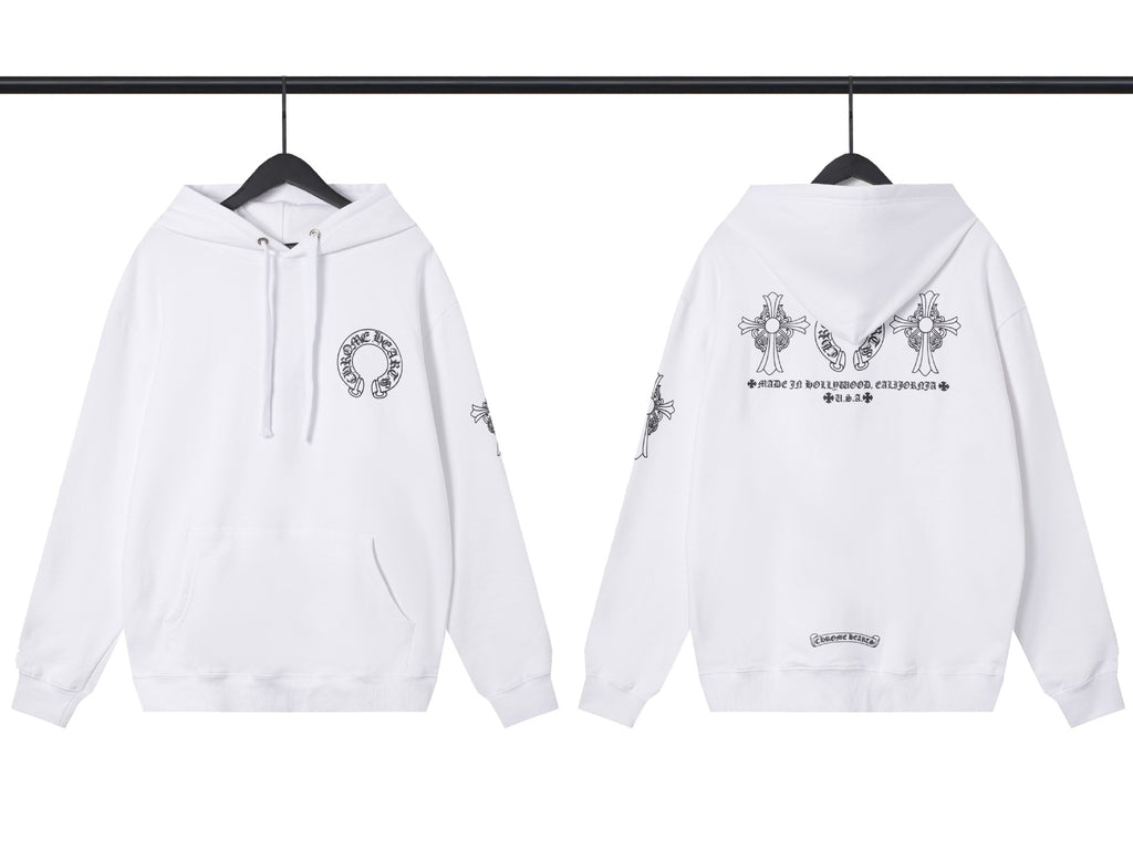 Chrome Hearts Horseshoe Cross Hoodie Goth Streetwear Graphic Pullover