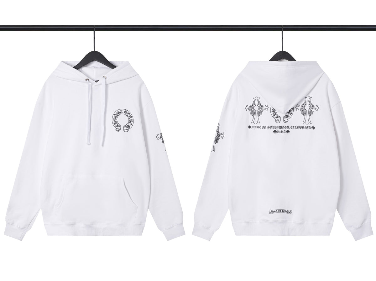 Chrome Hearts Horseshoe Cross Hoodie Goth Streetwear Graphic Pullover