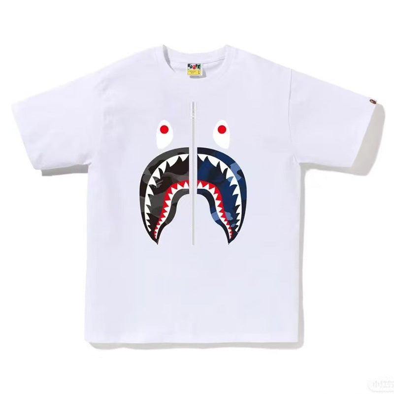 BAPE Ape Head Shark Print Unisex Casual T-Shirt