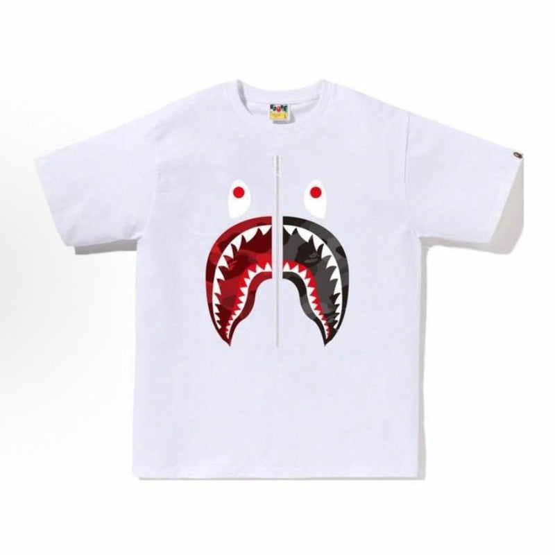 BAPE Ape Head Shark Print Unisex Casual T-Shirt