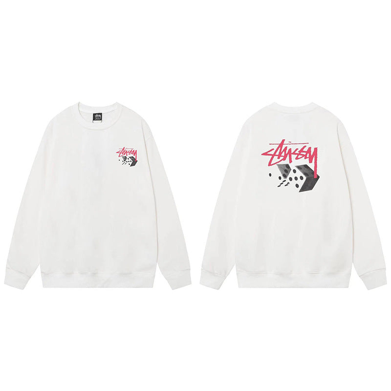 Stussy Graphic Crewneck Sweatshirt 8 Ball Dice Street Casual Pullover
