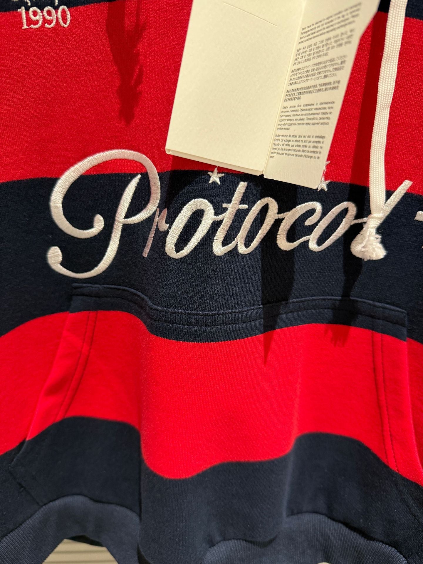 Protocol Index Striped Horse Embroidery Hoodie Rugby Sweatshirt Unisex