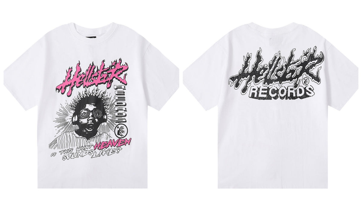 Hellstar Series Vintage Graphic Print Loose Unisex Streetwear T-Shirt