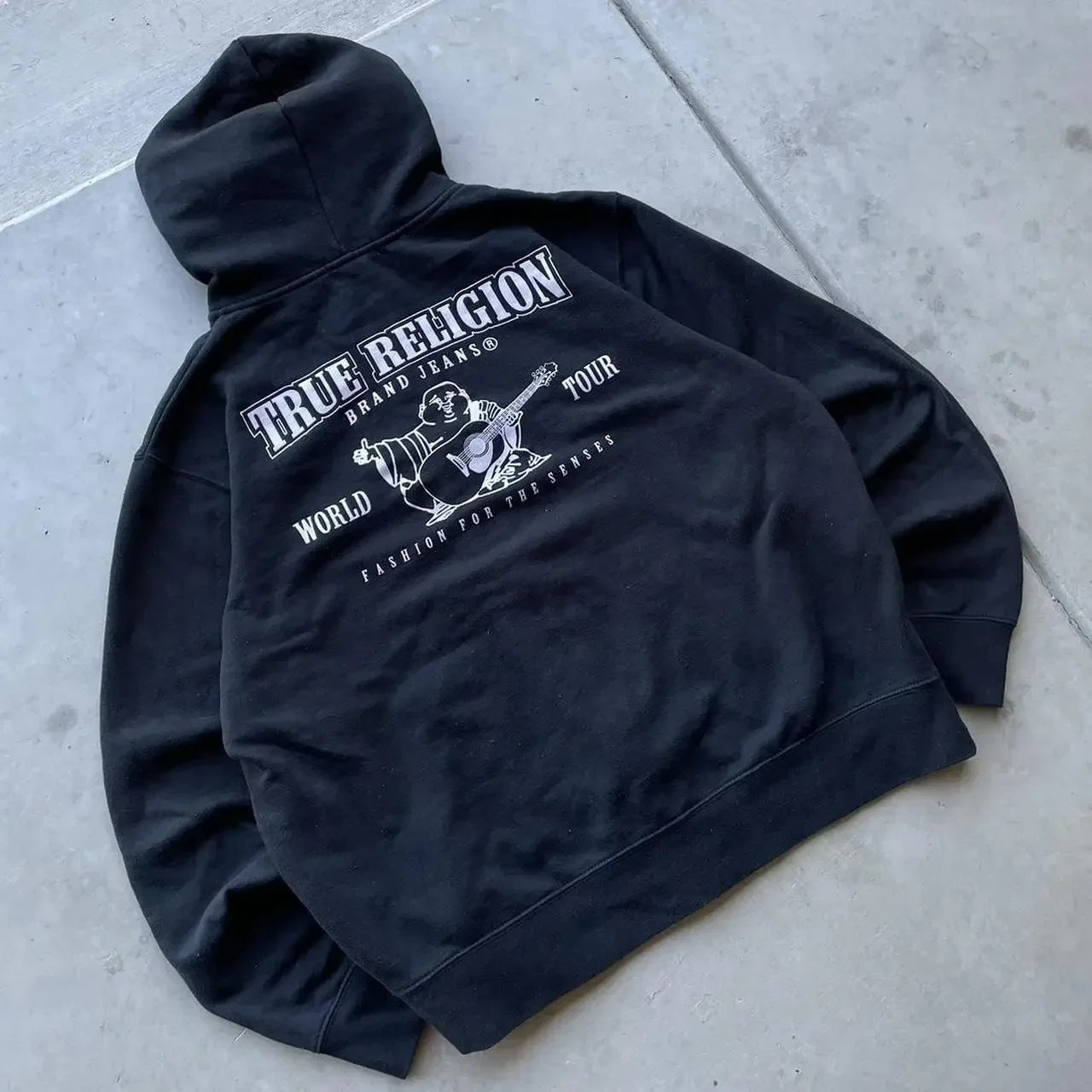 True Religion Y2K Vintage Stitch Zip Up Hoodie Horseshoe Embroidery