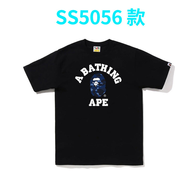 BAPE Shark Camo Graphic Tee Loose Unisex Streetwear T-Shirt