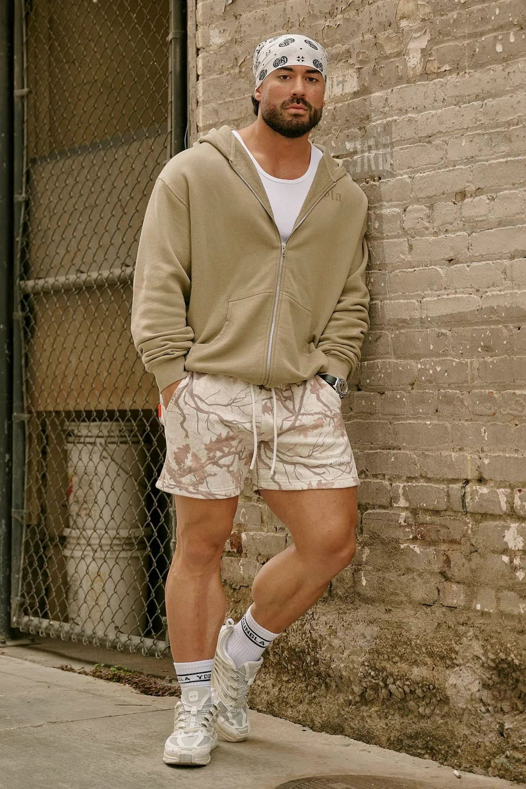 YOUNGLA 1118 Tree Camo Cotton Shorts