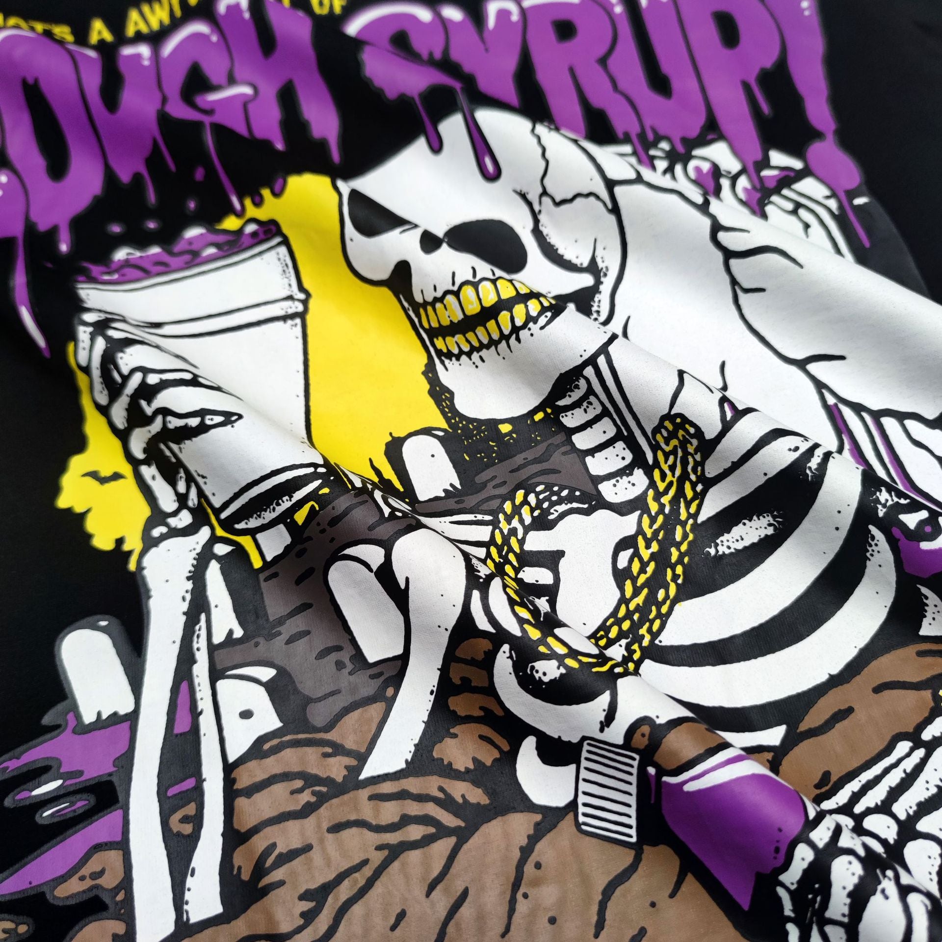 ALOCS Cough Syrup Letter Graphic Short Sleeve Tee Streetwear Unisex