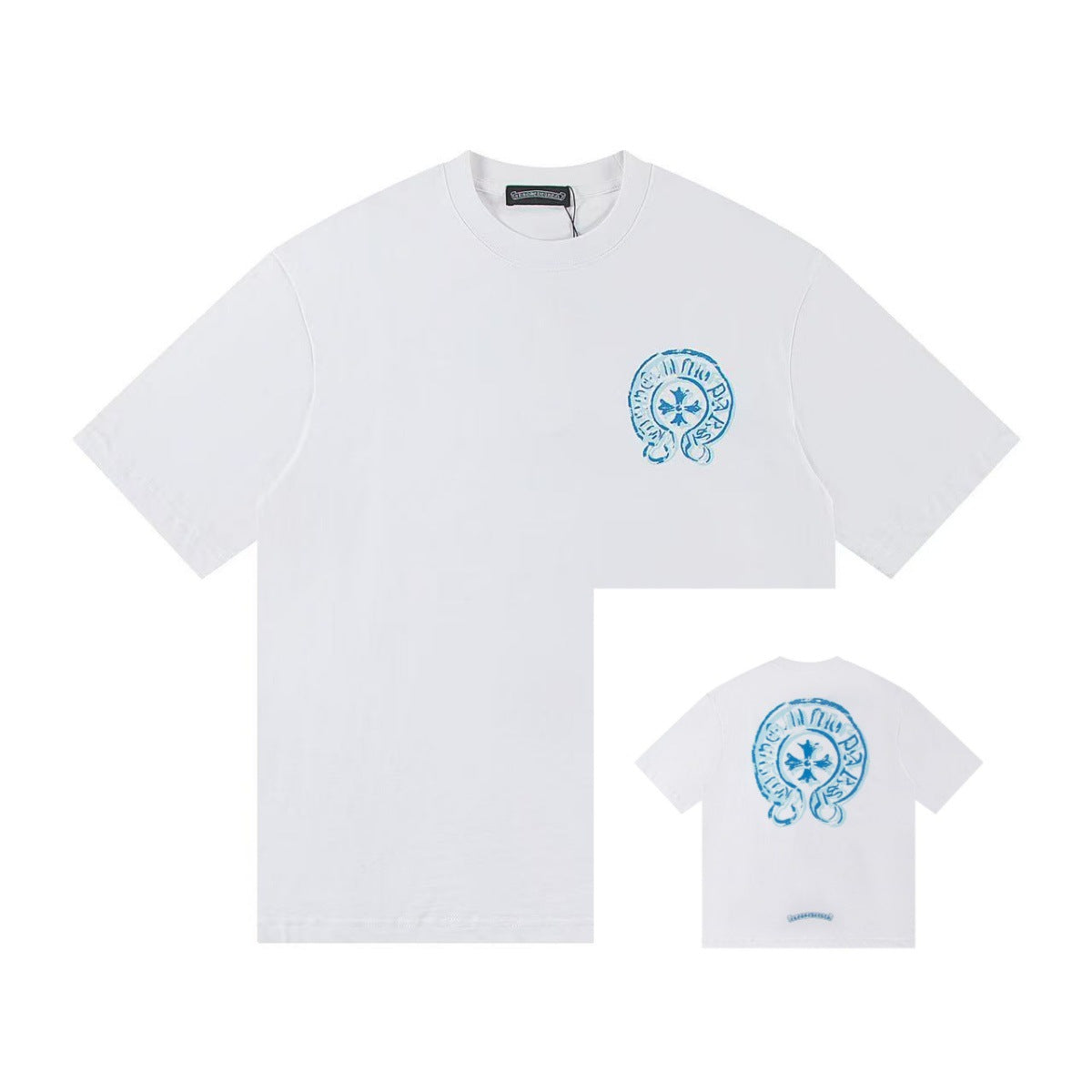 Chrome Hearts Color Sanskrit Cross Horseshoe Print Short Tee Unisex