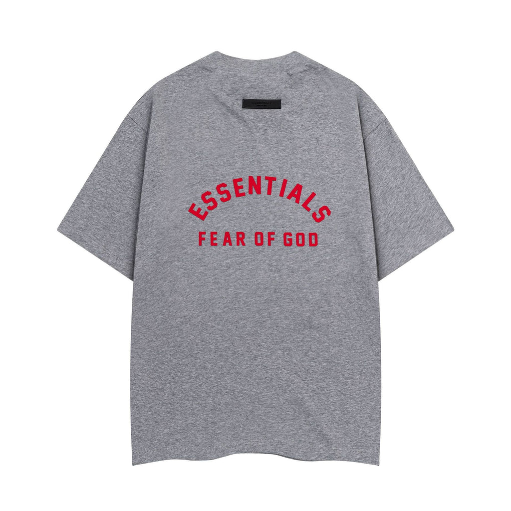 Fear Of God Essentials Red Rubber Letter Crew Neck Short Sleeve T Shirt