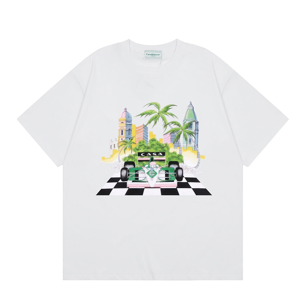 Casablanca Vintage Logo Print Loose Short Sleeve T Shirt Unisex Y2K