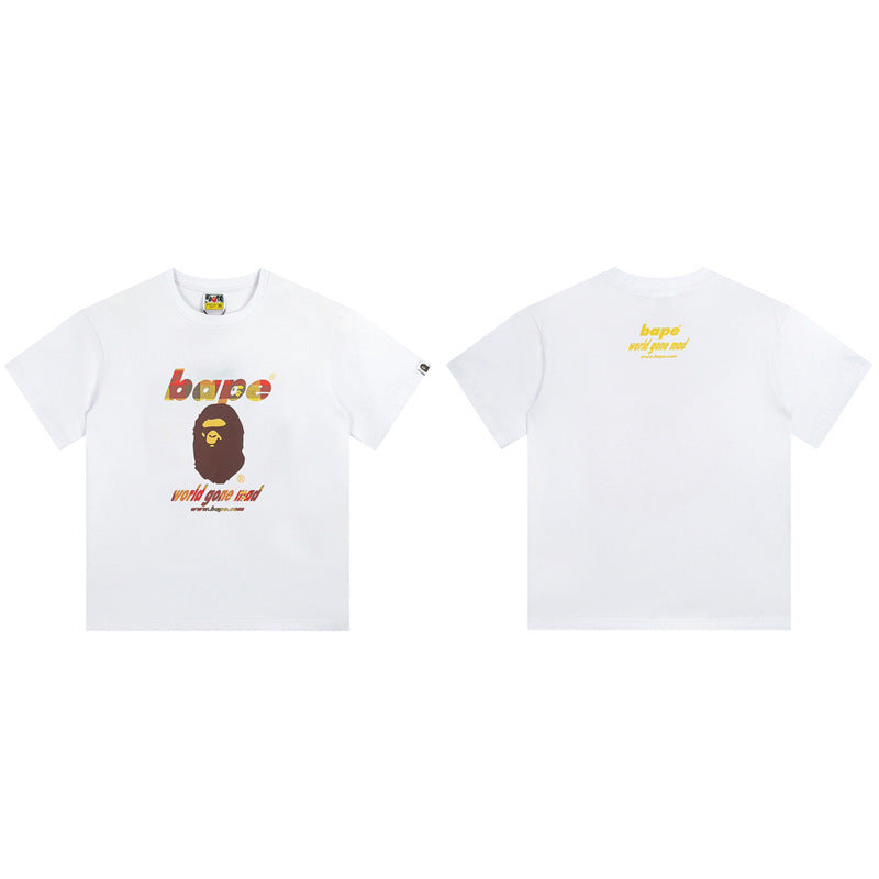 BAPE Ape Shark Graphic Print Loose Unisex Heavyweight Cotton T-Shirt