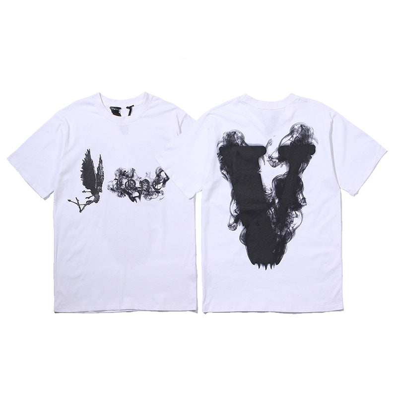 Vlone Big V Letter Graphic Print Short Sleeve Tee Streetwear Unisex