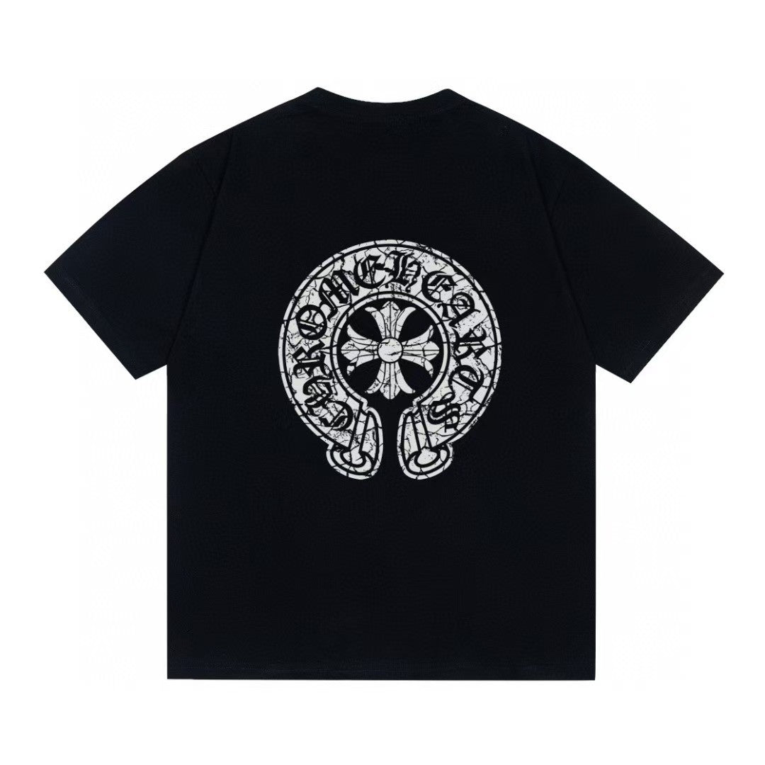 Chrome Hearts Color Sanskrit Cross Print Short Tee Unisex Y2K