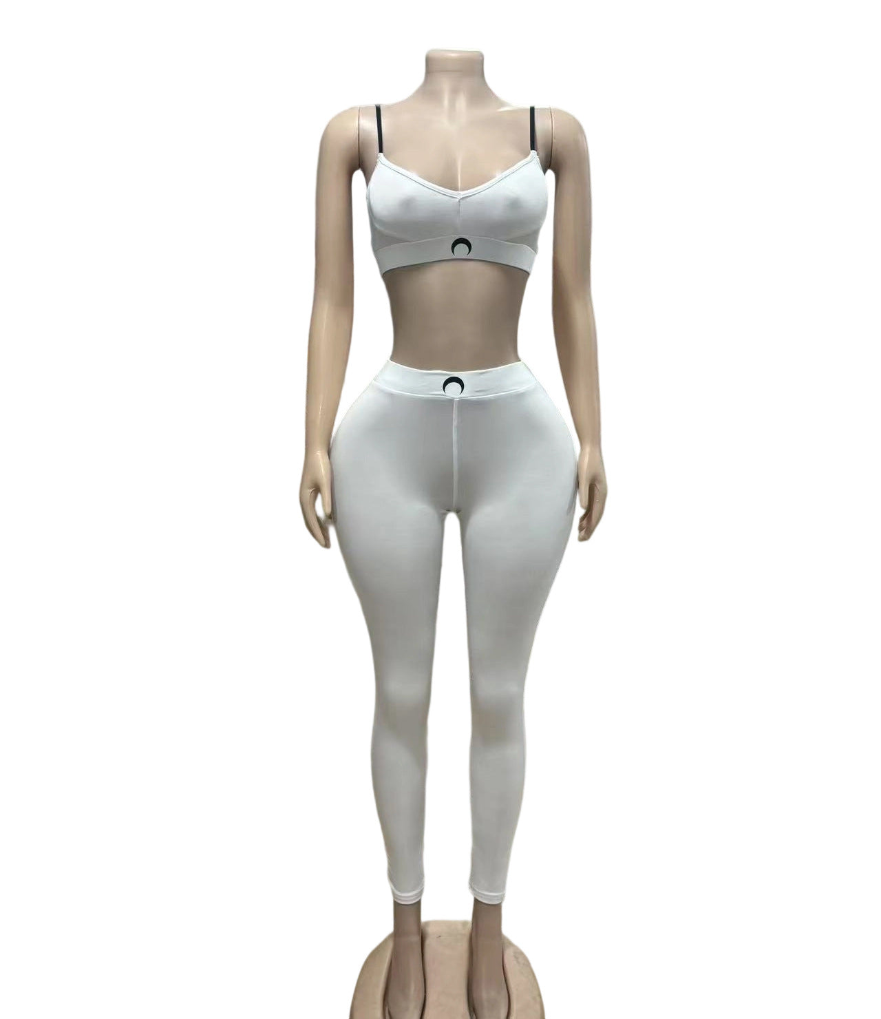 Moon Print Cami Crop Top High Waist Leggings 2 Piece Outfit Set