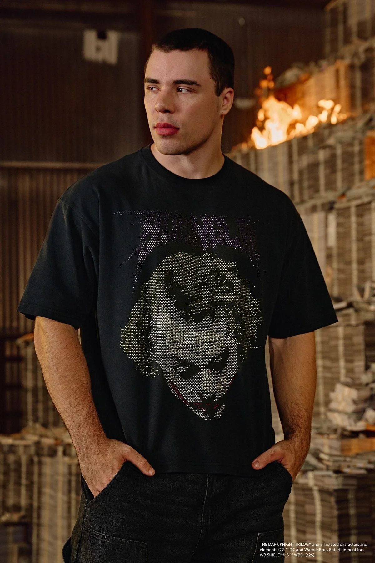 YOUNGLA 4257 Batman Rhinestone Tees