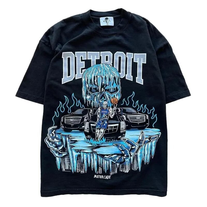 Vintage NBA Team Skelett Grafik Unisex Oversized Streetwear Baumwoll T-Shirt
