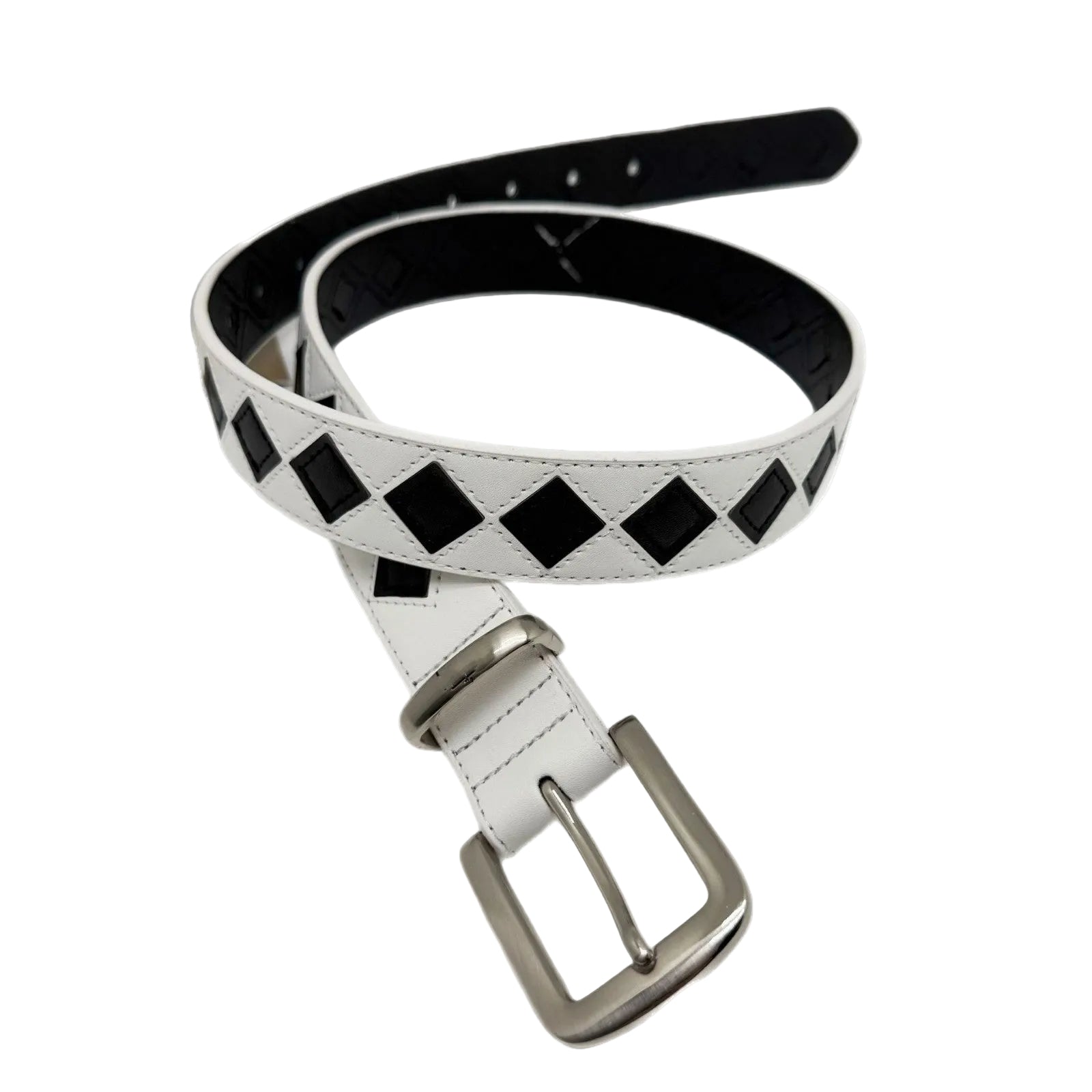 Stussy Black White Checkerboard Leather Belt Streetwear Unisex
