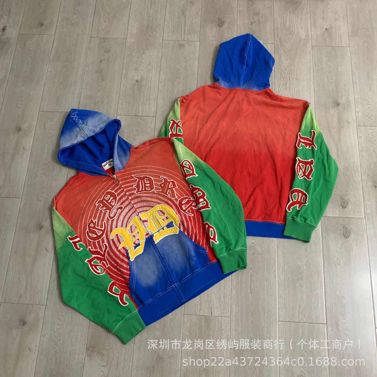 Valley Dreams Graphic Zip Up Hoodie Rhinestone Vintage Street Jacket