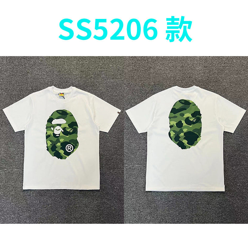 BAPE Shark Camo Graphic Tee Loose Unisex Streetwear T-Shirt