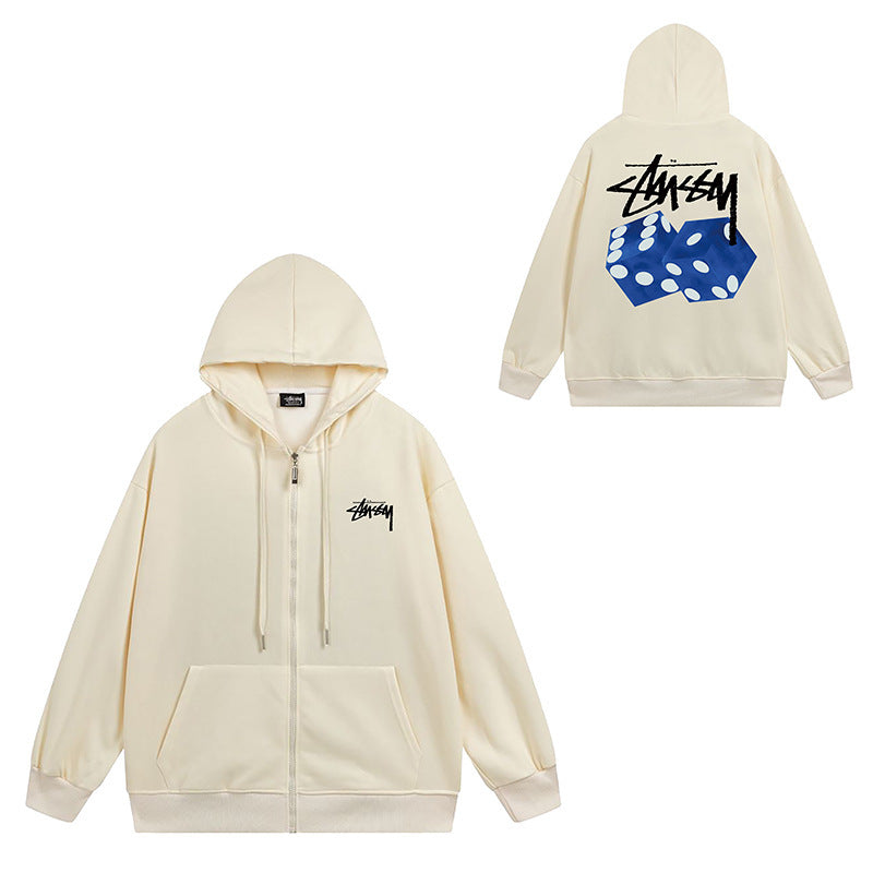 Stussy Graphic Zip Up Hoodie Letter Streetwear Casual Pullover Jacket