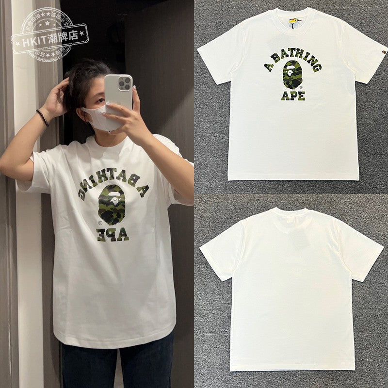 Bape Shark Camo Zip Graphic Oversized Tee Streetwear Unisex